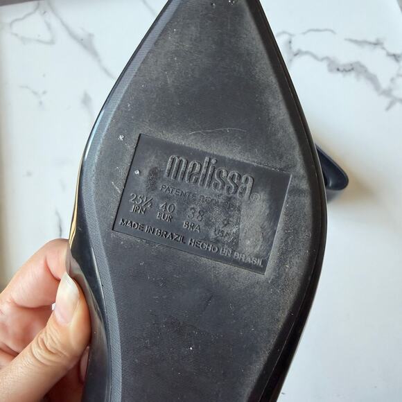 Melissa x Jason Wu Bow Pointed Toe Jelly Flats in Black Size 38 - Picture 8 of 8
